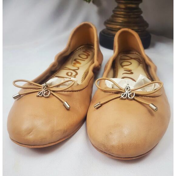 Sam Edelman Felicia Nude Beige Leather Ballet Flats 7.5M Womens Shoes size 7 .5 - Picture 2 of 7